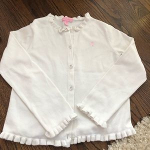 Lilly Pulitzer white ruffle cardigan